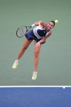 NEW YORK - SEPTEMBER 7, 2015: Professional tennis player Flavia Pennetta of Italy in action during...
