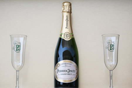 NEW YORK - SEPTEMBER 1, 2015: Perrier-Jouet champagne presented at the National Tennis Center during US Open 2015 in New Yorkのeditorial素材