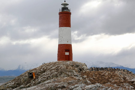 USHUAIA, ARGENTINA - APRIL 2, 2015: Les Eclaireurs Lighthouse located in Tierra del Fuego, Argentinaのeditorial素材