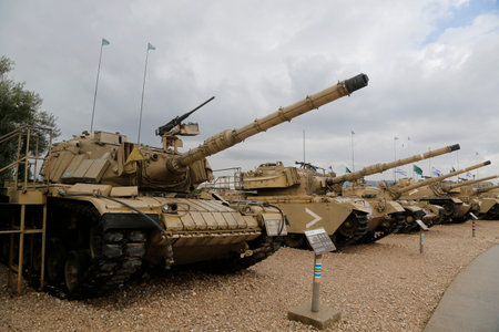 LATRUN, ISRAEL - NOVEMBER 27, 2014 : M60 A1 Blazer main battle tank on display at Yad La-Shiryon Armored Corps Museum at Latrunのeditorial素材
