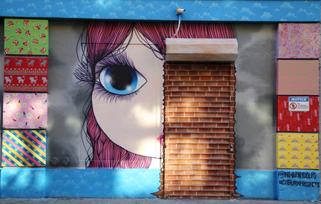 NEW YORK - NOVEMBER 3, 2015: Mural art at  Lower East Side in Manhattanのeditorial素材