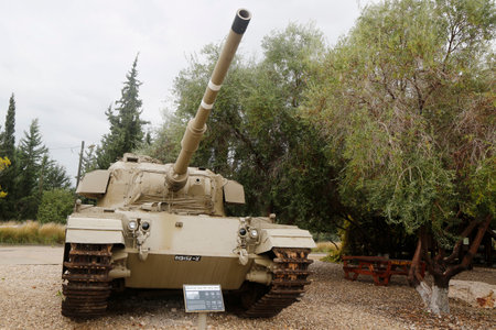 LATRUN, ISRAEL - NOVEMBER 27, 2014: Shot Cal IDF modification of the Centurion primary British main battle tank on display at Yad La-Shiryon Armored Corps Museum at Latrunのeditorial素材