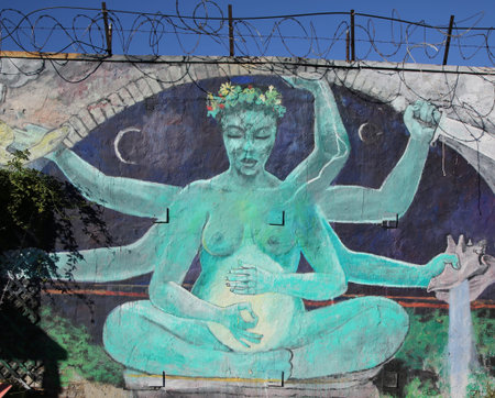 NEW YORK - NOVEMBER 8, 2015: Mural art at East Williamsburg in Brooklyn. Outdoor art gallery known...