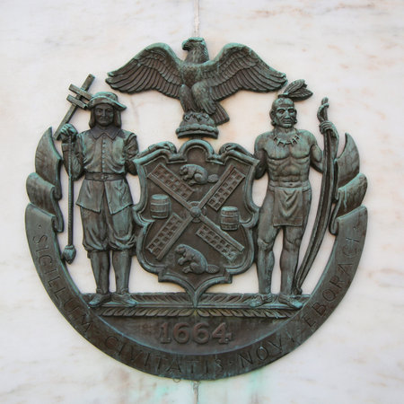 NEW YORK - NOVEMBER 26, 2015: The seal of the City of New Yorkのeditorial素材