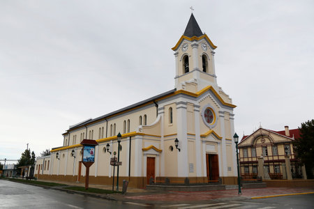 PUERTA NATALES, CHILE - APRIL 8, 2015: Cathedral of Puerto Natales in Patagonia, Chileのeditorial素材