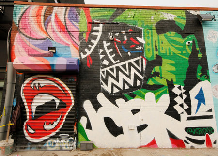 NEW YORK - JANUARY 7, 2016: Mural art at East Williamsburg in Brooklyn. Outdoor art gallery known as...