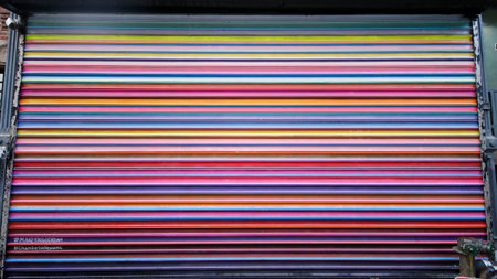 NEW YORK - JANUARY 10, 2016: Mural at 100 gates project in Lower East Side in Manhattan. A mural is any piece of artwork painted or applied directly on a wall, ceiling or other large permanent surfaceのeditorial素材