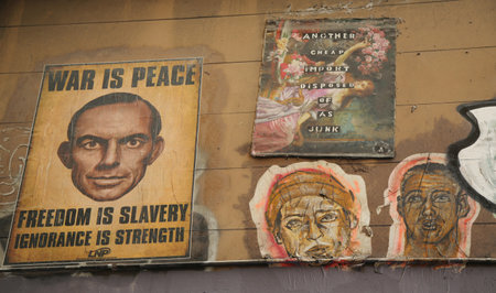 MELBOURNE, AUSTRALIA - JANUARY 24, 2016:Street art is one of the major tourists attraction in Melbourne.のeditorial素材