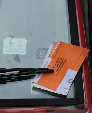 NEW YORK - MARCH 10, 2016: Illegal Parking Violation Citation On Car Windshield in New Yorkのeditorial素材