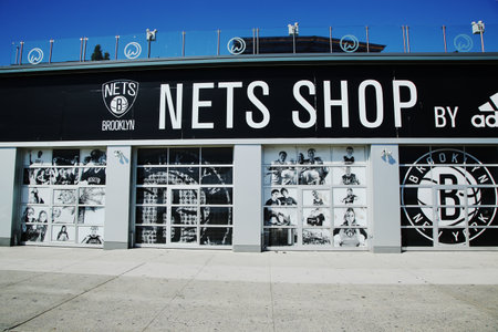 BROOKLYN, NEW YORK - MARCH 29, 2016 : Nets Lifestyle Shop by Adidas at Coney Island in Brooklyn.The Brooklyn Nets are a professional basketball team based in the New York City borough of Brooklynのeditorial素材