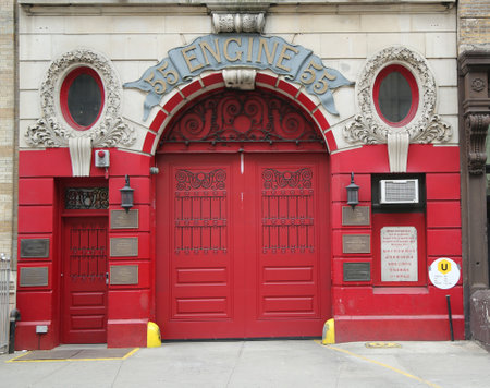 NEW YORK - MARCH 10, 2016: Historic Engine Company 55 Firehouse in Lower Manhattan. FDNY is the largest combined Fire and EMS provider in the worldのeditorial素材