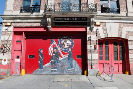NEW YORK - MARCH 29, 2015:  Engine Company 255 Firehouse in Brooklyn. FDNY is the largest combined Fire and EMS provider in the worldのeditorial素材