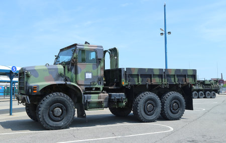 NEW YORK - MAY 26, 2016:US Marines Medium Tactical Vehicle Replacement presented during Fleet Week 2016 in New Yorkのeditorial素材