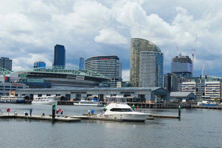 MELBOURNE, AUSTRALIA - JANUARY 31, 2016: Melbourne City Marina at Docklands in Waterfront City, Melbourne, Australiaのeditorial素材