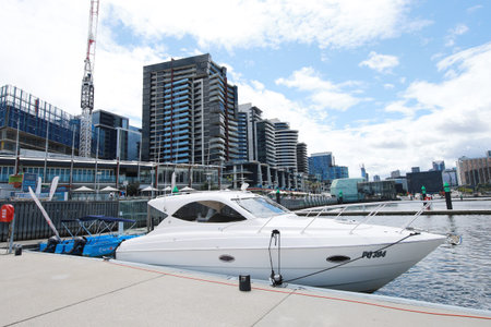 MELBOURNE, AUSTRALIA - JANUARY 31, 2016: Melbourne City Marina at Docklands in Waterfront City, Melbourne, Australiaのeditorial素材