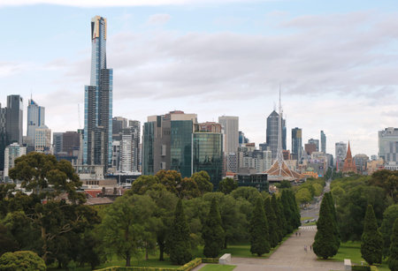 MELBOURNE, AUSTRALIA - JANUARY 28, 2016: Melbourne skyline panoramaのeditorial素材