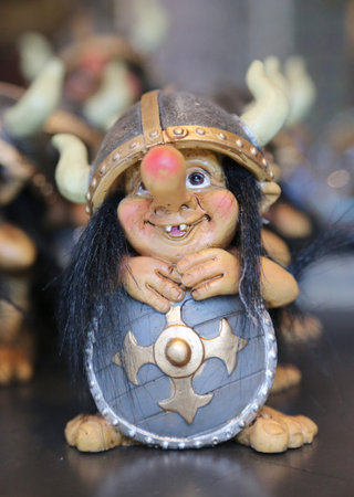 REYKJAVIK, ICELAND - JULY 6, 2016: Local souvenir Troll on display in Reykjavikのeditorial素材