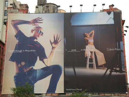 NEW YORK - JUNE 16, 2016: Calvin Klein controversial billboard in Lower Manhattanのeditorial素材