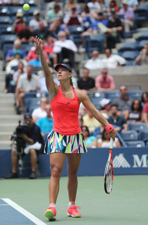 NEW YORK - SEPTEMBER 5, 2016: Grand Slam champion Angelique Kerber of Germany in action during her round four match at US Open 2016 at Billie Jean King National Tennis Center in New Yorkのeditorial素材