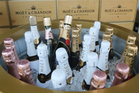 NEW YORK - SEPTEMBER 10, 2016: Moet and Chandon champagne presented at the National Tennis Center during US Open 2016 in New York. Moet and Chandon is the official champagne of the US Openのeditorial素材