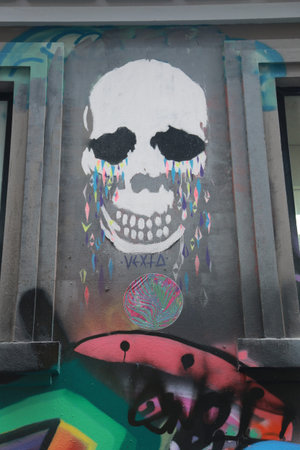 MELBOURNE, AUSTRALIA - JANUARY 28, 2016: Street art is one of the major tourists attraction in Melbourneのeditorial素材