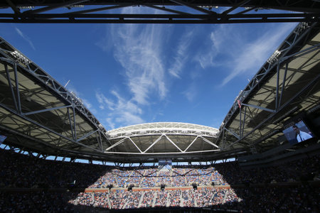 NEW YORK - SEPTEMBER 11, 2016: Newly Improved Arthur Ashe Stadium at the Billie Jean King National Tennis Center during US Open 2016 tournament in Flushing, NYのeditorial素材