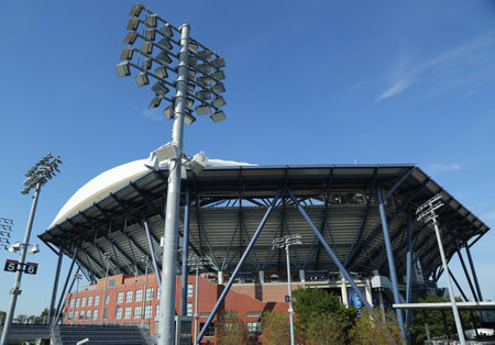 NEW YORK - AUGUST 25, 2016: Newly Improved Arthur Ashe Stadium at the Billie Jean King National Tennis Center ready for US Open tournament in Flushing, NYのeditorial素材