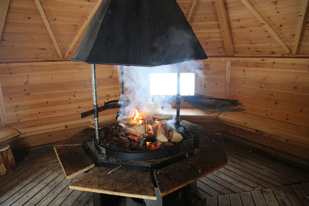 Lapland Fireplace In A Sami Kotaの写真素材