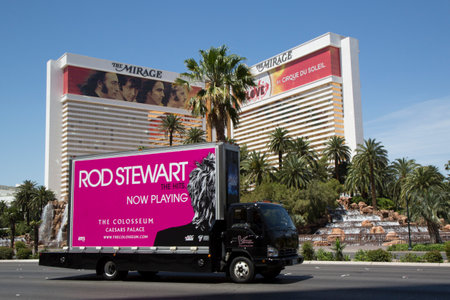 LAS VEGAS, NEVADA - MAY 10, 2014: Billboard truck on Las Vegas Strip in Las Vegasのeditorial素材