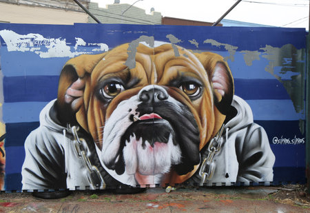 NEW YORK - MARCH 7, 2017: Mural art at East Williamsburg in Brooklyn. Outdoor art gallery known as the Bushwick Collective has most diverse collection of street art in Brooklynのeditorial素材