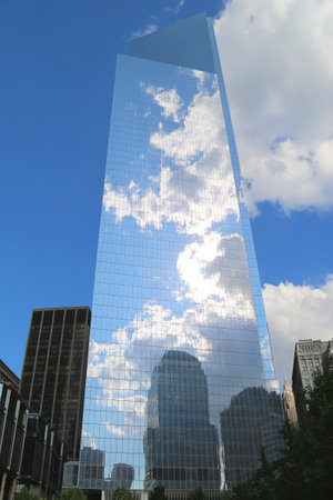 NEW YORK - JULY 17, 2014: 4 World Trade Center in Manhattan. 4 World Trade Center is a skyscraper that is part of the new World Trade Center complex in New York Cityのeditorial素材