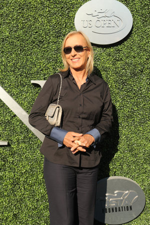 NEW YORK - AUGUST 29, 2016: Grand Slam Champion Martina Navratilova attends US Open 2016 opening ceremony at USTA Billie Jean King National Tennis Center in NYのeditorial素材