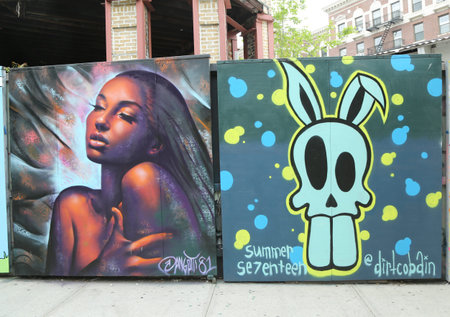 NEW YORK - MAY 11, 2017: Mural art at new street art attraction Underhill Walls at Prospect Park in...
