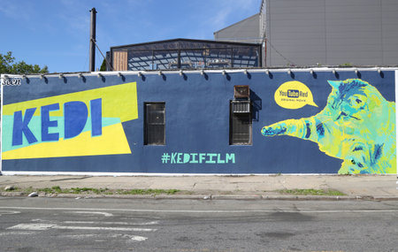 BROOKLYN, NEW YORK - JUNE 4, 2017: YouTube Turkish Street Cats Documentary Film 'Kedi'  advertising in Brooklyn, New Yorkのeditorial素材