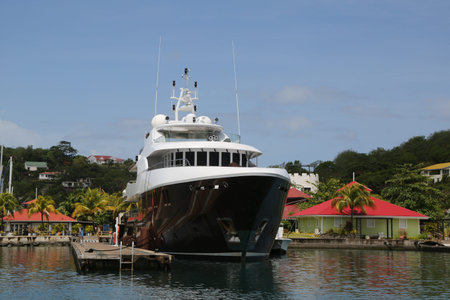 ST. GEORGE'S, GRENADA - JUNE 11, 2017: Super yacht in St George's Marina, Grenada