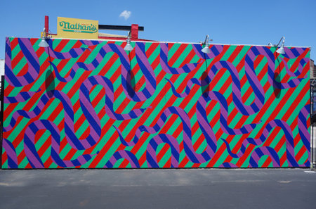 NEW YORK - JUNE 21, 2016: Mural art at new street art attraction Coney Art Walls at Coney Island section in Brooklynのeditorial素材