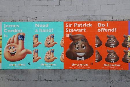 BROOKLYN, NEW YORK - JUNE 4, 2017: The Emoji movie advertising in Brooklyn, New York. The Emoji...
