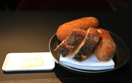Artisian bread served in gourmet restaurant