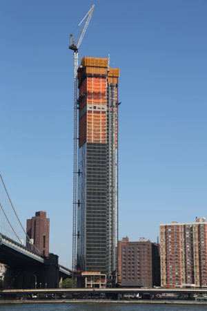 NEW YORK - AUGUST 13, 2017: New luxury skyscraper Extell's Lower East Side under construction. One...