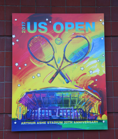 NEW YORK - AUGUST 21, 2017: US Open 2017 poster on display at the Billie Jean King National Tennis...