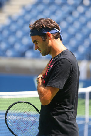 NEW YORK - AUGUST 22, 2017: Nineteen times Grand Slam Champion Roger Federer of Switzerland...