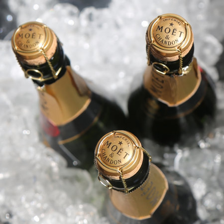 NEW YORK - SEPTEMBER 9, 2017: Moet and Chandon champagne presented at the National Tennis Center during US Open 2017 in New York. Moet and Chandon is the official champagne of the US Openのeditorial素材