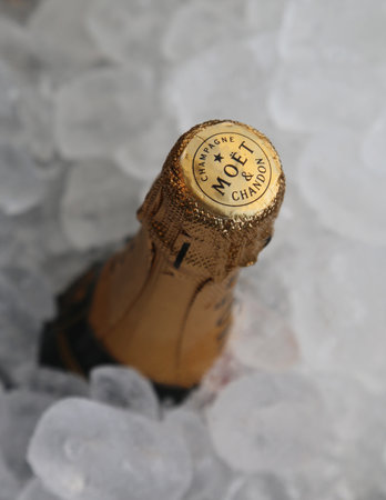 NEW YORK - SEPTEMBER 4, 2017: Moet and Chandon champagne presented at the National Tennis Center during US Open 2017 in New York. Moet and Chandon is the official champagne of the US Openのeditorial素材