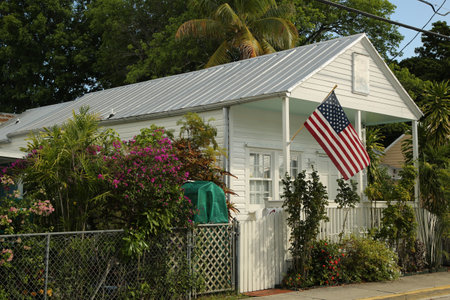 KEY WEST, FLORIDA - MAY 30, 2016: The classic bungalow in City of Key West, Floridaのeditorial素材
