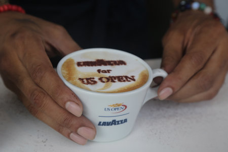 NEW YORK - AUGUST 27, 2017: Lavazza coffee presented at the National Tennis Center during 2017 US Open in New York. Lavazza coffee is the official coffee of the US Openのeditorial素材