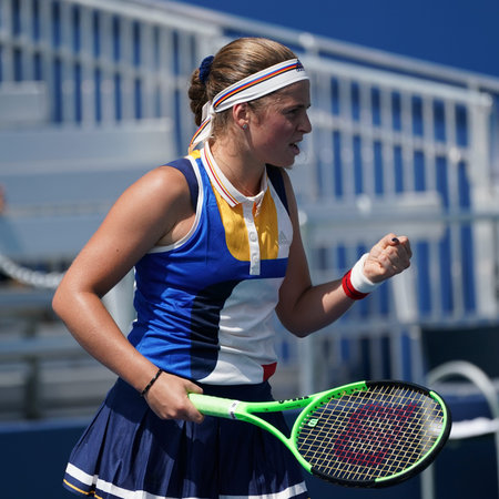 NEW YORK - AUGUST 31, 2017: Grand Slam champion Jelena Ostapenko of Latvia in action during her US...