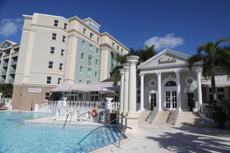NASSAU, BAHAMAS - DECEMBER 3, 2017: The Sandals Royal Bahamian Luxury Resort in Nassau, Bahamasのeditorial素材