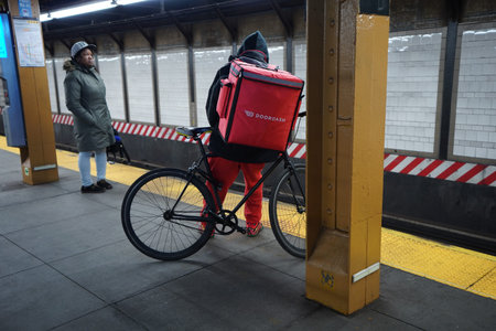 NEW YORK - DECEMBER 12, 2017: NYC Subway Wall Street Station in Manhattan. Owned by the NYC Transit...