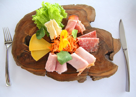 Cold cuts and cheese plateの写真素材