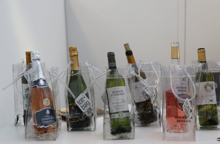 NEW YORK - MARCH 6 , 2018: French wines on display at Vinexpo New York in Javits Convention Center. Vinexpo is one of the largest exhibitions for wine and spirits professionals from all over the worldのeditorial素材